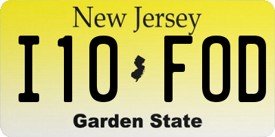NJ license plate I10FOD