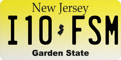 NJ license plate I10FSM