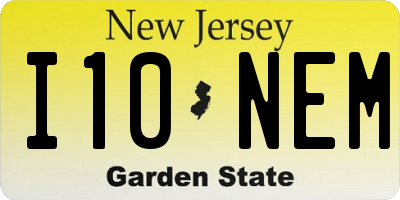 NJ license plate I10NEM