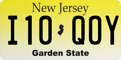 NJ license plate I10QOY