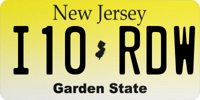 NJ license plate I10RDW