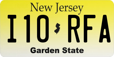 NJ license plate I10RFA