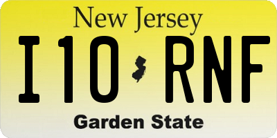 NJ license plate I10RNF