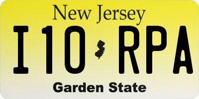 NJ license plate I10RPA