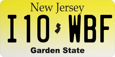 NJ license plate I10WBF