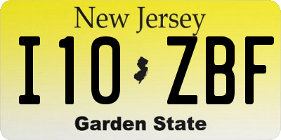 NJ license plate I10ZBF