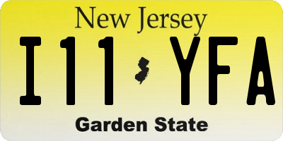 NJ license plate I11YFA