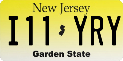 NJ license plate I11YRY