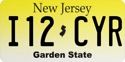NJ license plate I12CYR