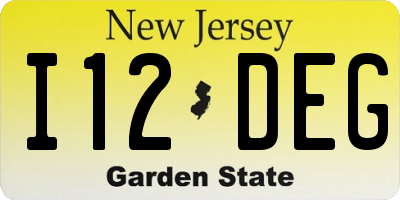NJ license plate I12DEG