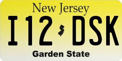 NJ license plate I12DSK