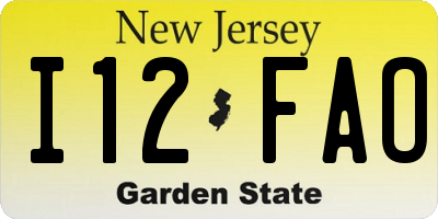 NJ license plate I12FAO