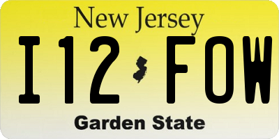NJ license plate I12FOW