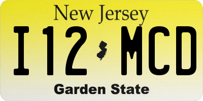 NJ license plate I12MCD