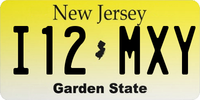 NJ license plate I12MXY