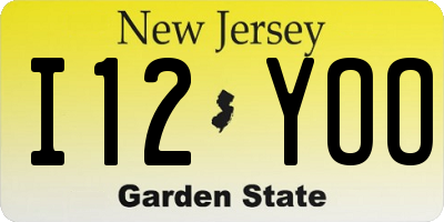 NJ license plate I12YOO