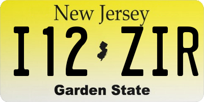 NJ license plate I12ZIR
