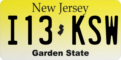 NJ license plate I13KSW