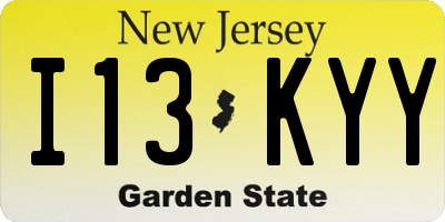 NJ license plate I13KYY