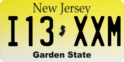 NJ license plate I13XXM