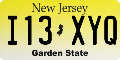 NJ license plate I13XYQ