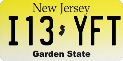 NJ license plate I13YFT