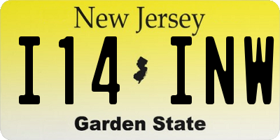 NJ license plate I14INW