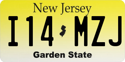 NJ license plate I14MZJ