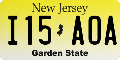 NJ license plate I15AOA