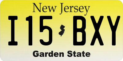 NJ license plate I15BXY
