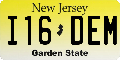 NJ license plate I16DEM