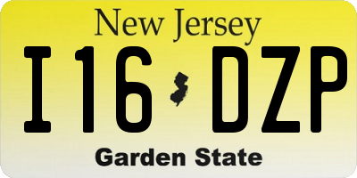 NJ license plate I16DZP