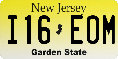 NJ license plate I16EOM