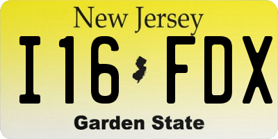 NJ license plate I16FDX