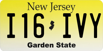 NJ license plate I16IVY