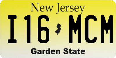NJ license plate I16MCM