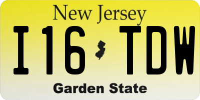 NJ license plate I16TDW