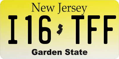 NJ license plate I16TFF