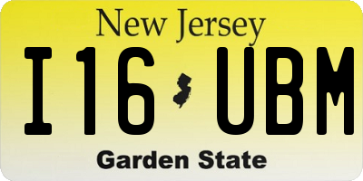 NJ license plate I16UBM