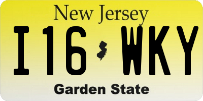 NJ license plate I16WKY