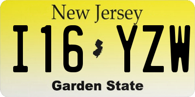 NJ license plate I16YZW