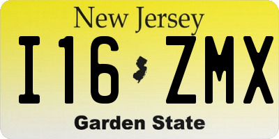 NJ license plate I16ZMX