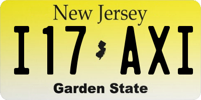 NJ license plate I17AXI