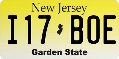NJ license plate I17BOE