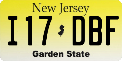 NJ license plate I17DBF