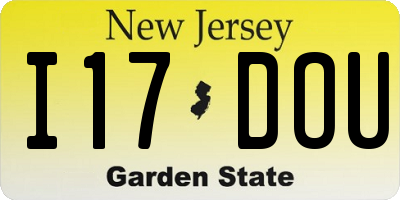 NJ license plate I17DOU