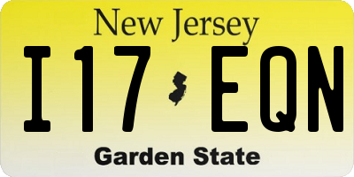 NJ license plate I17EQN