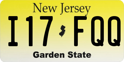 NJ license plate I17FQQ
