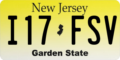 NJ license plate I17FSV