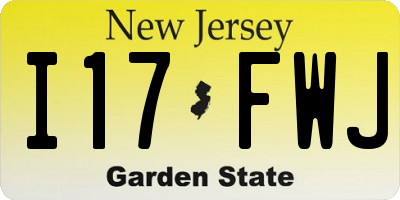NJ license plate I17FWJ